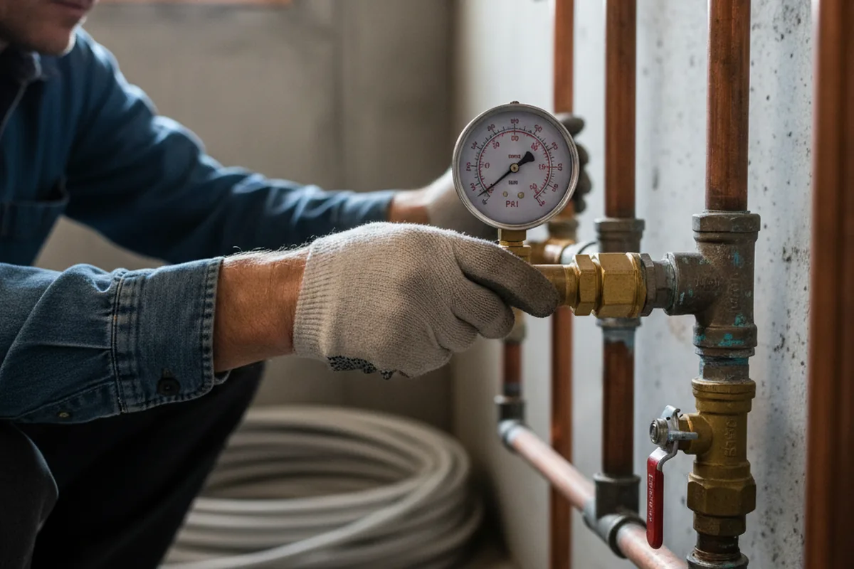 Pressure testing a repaired line during Water Line Repair in Durkee